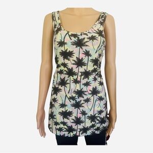 No Boundaries casual black palm trees print tie-dye tank top XXL /2XL